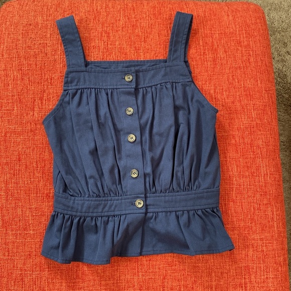 Ciao Lucia Cotton Navy Blue Button Down Blouse Vest Tank Top Shirt - Picture 4 of 7